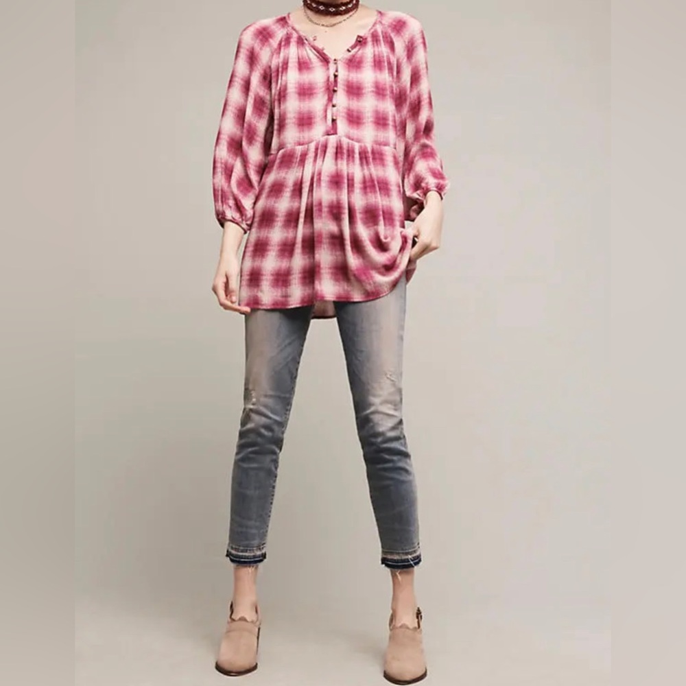 Anthropologie Mauve Peplum Top